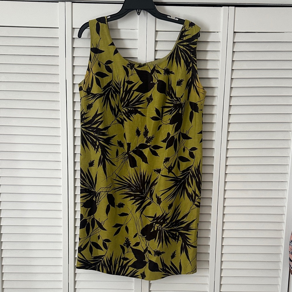 Dana Buchman Olive and Black Floral Dress